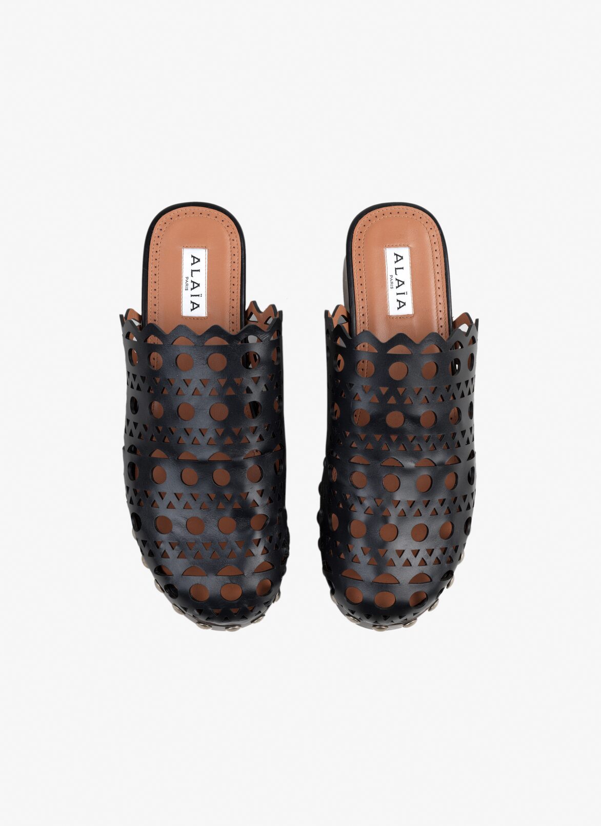 Vienne clogs in vienne calfskin ALAÏA BLACK VIENNE CLOGS IN VIENNE CALFSKIN